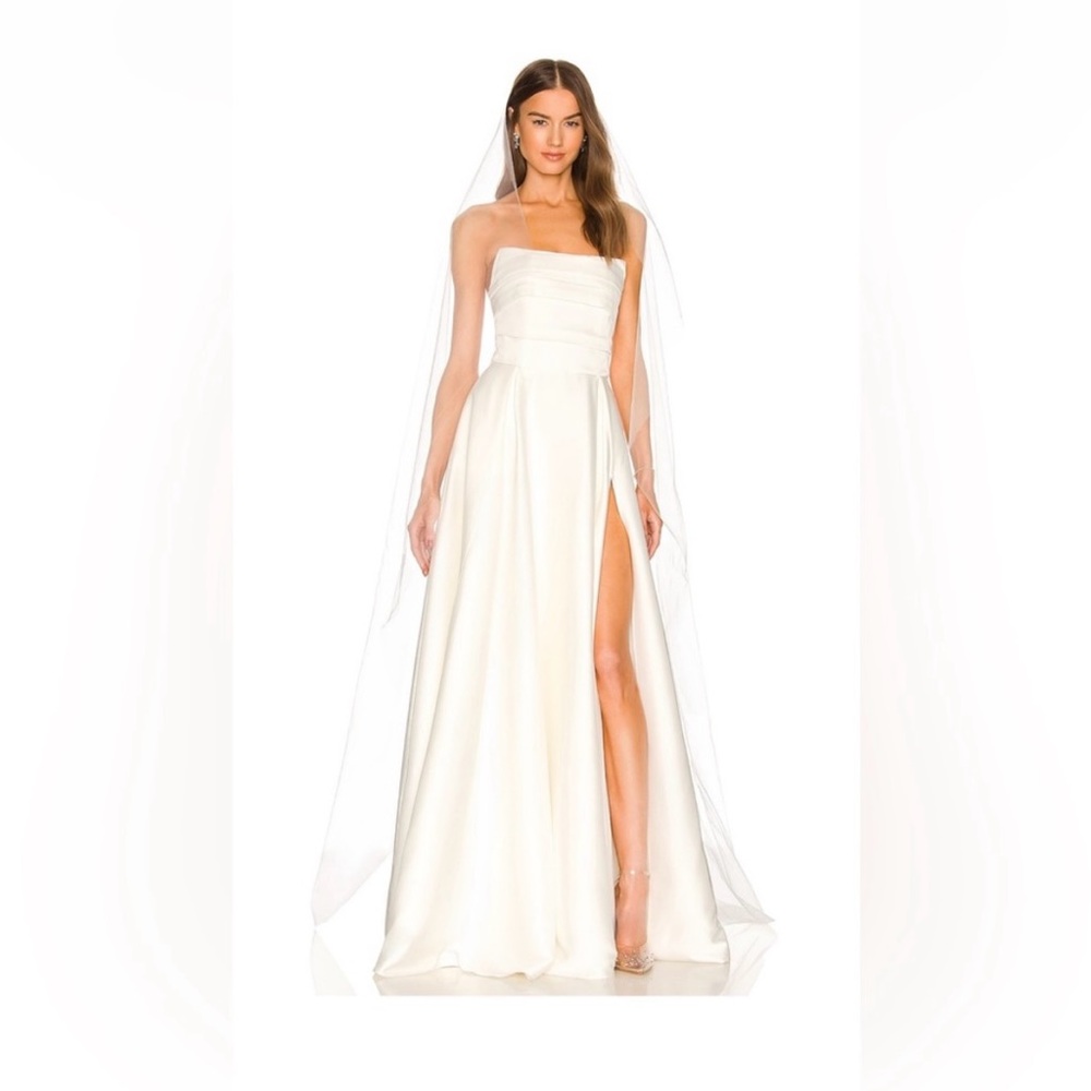 Revolve Sau Lee Heidi Wedding Bridal Gown dress with slit